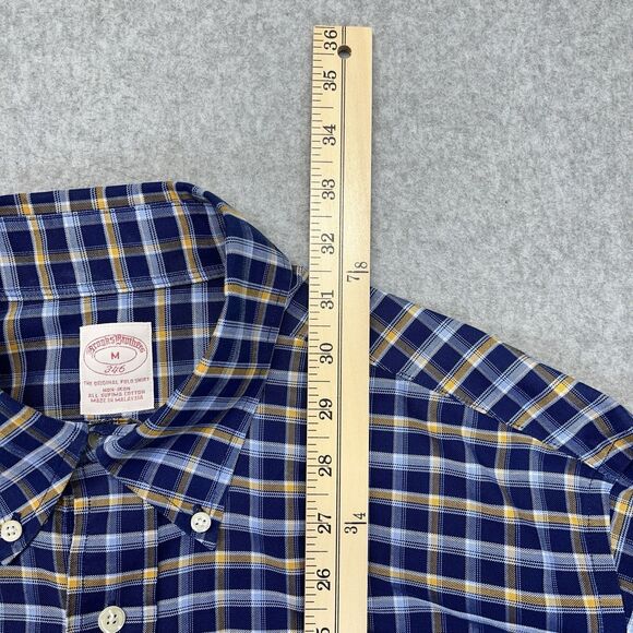 Brooks Brothers 346 Plaid Button-Down Shirt Men’s Medium Blue Yellow Long Sleeve - Picture 13 of 14
